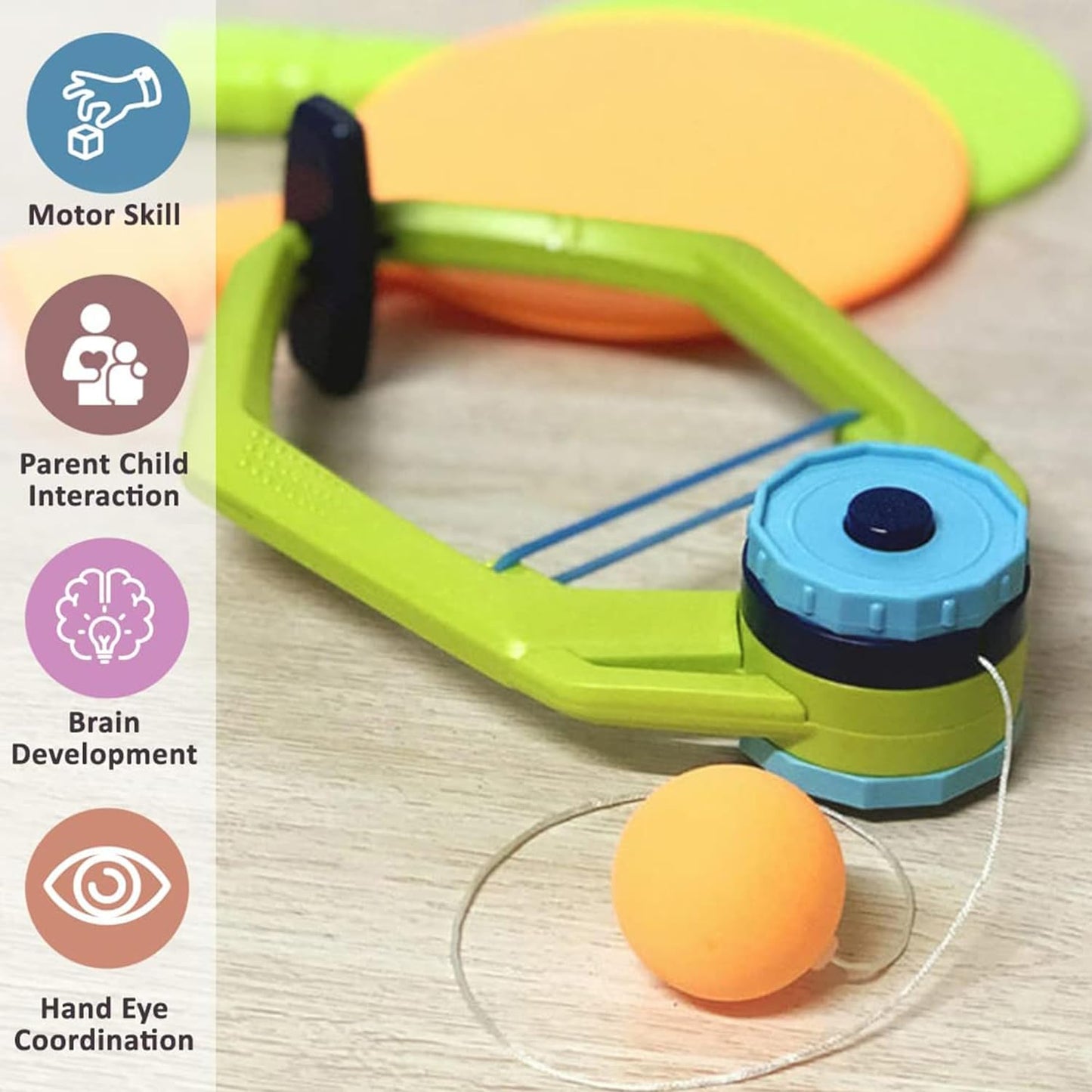 Goyal's Hanging Table Tennis Self Training Indoor Gaming 2 Racket & 3 Practice Ball Portable - Double Sparring Hanging Toys Parent Child Interaction Indoor Toys for Kids