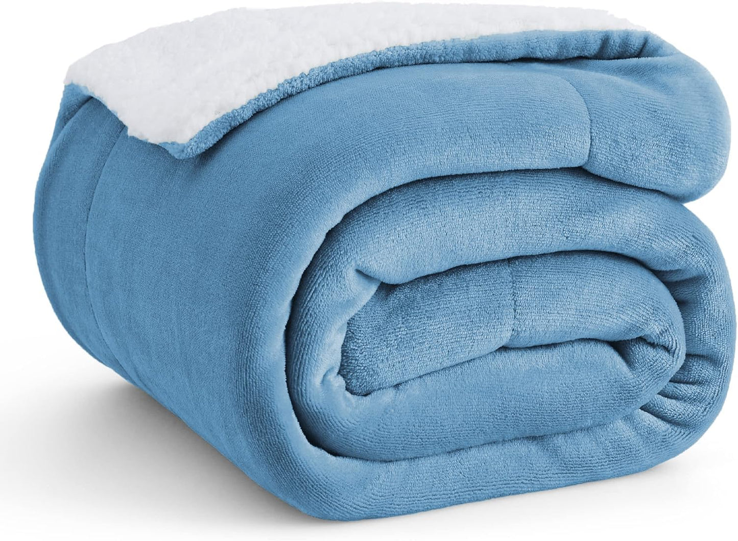 Goyal’s Ultra Soft Flannel Sherpa Blanket for Winter | Single Bed Reversible Plush Blanket 55 x 90 Inches | Thick, Warm & Cozy Dual Layer Microfibre Throw | Fade & Wrinkle Resistant - Ice Blue
