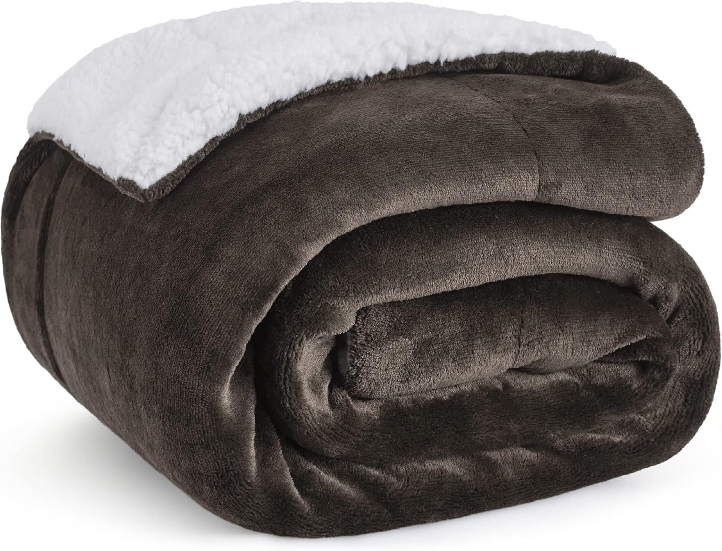 Goyal’s Ultra Soft Flannel Sherpa Blanket for Winter | Single Bed Reversible Plush Blanket 55 x 90 Inches | Thick, Warm & Cozy Dual Layer Microfibre Throw | Fade & Wrinkle Resistant - Choco Brown