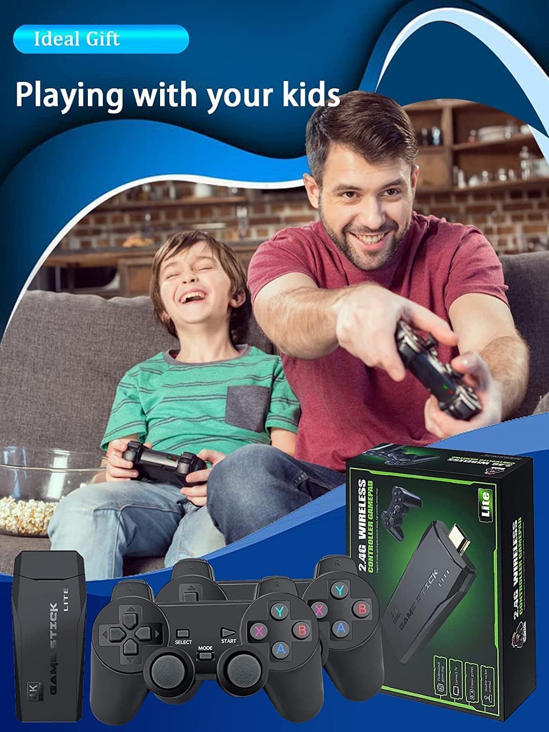 Goyal's S10 Controller Gamepad Digital Game Player, 520 in 1 Classic Games, Built-in Screen, Black, Connect TV