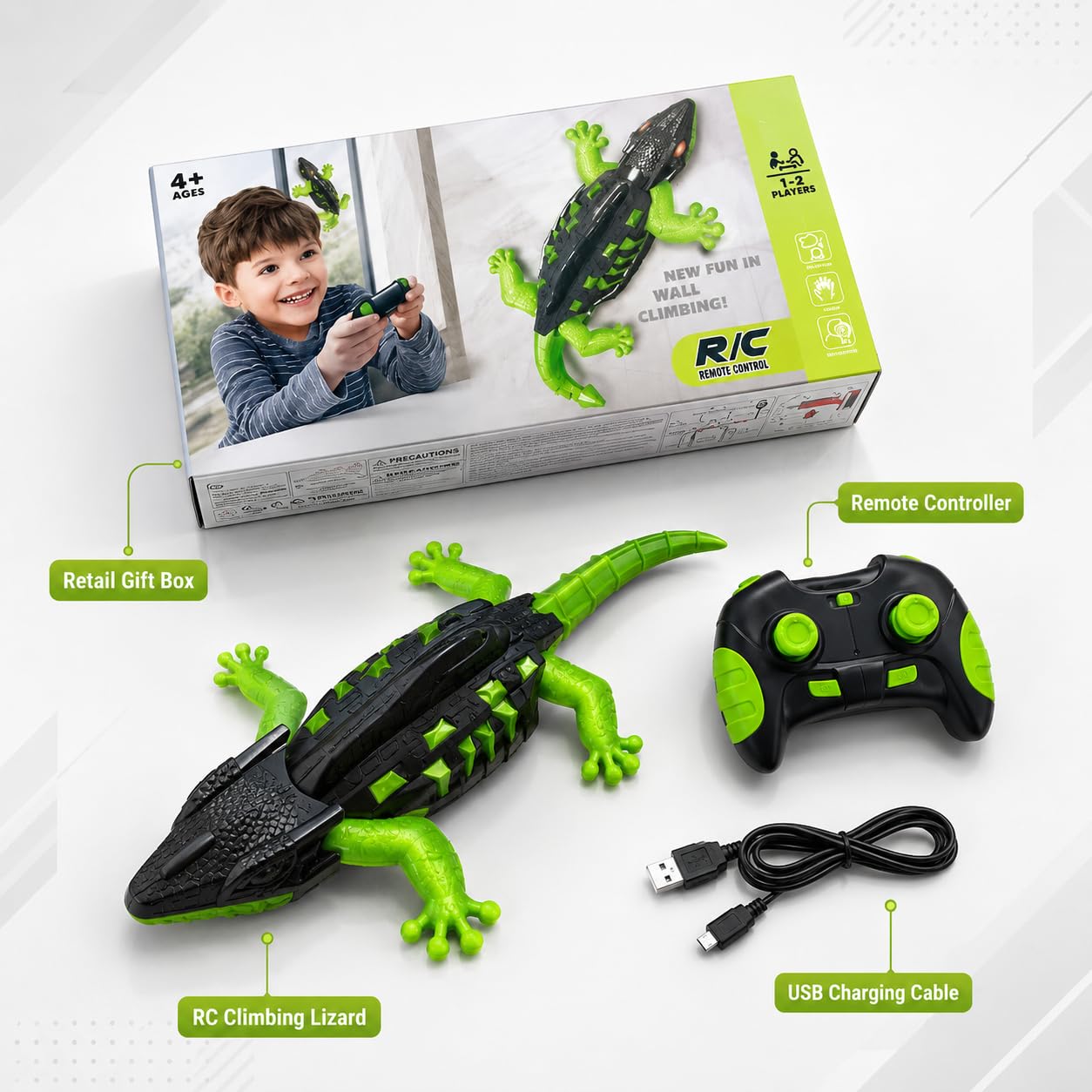 Goyal's RC Wall Climbing Lizard Toy with Remote Control | LED Eyes | Wall & Ceiling Crawling Rechargeable Lizard | Indoor Climbing Toy for Kids, Boys & Girls