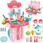 Goyal's 3 in 1 Portable Pretend Food Party Role Cooking Kitchen Play Set Toy for Boys and Girls - Pink