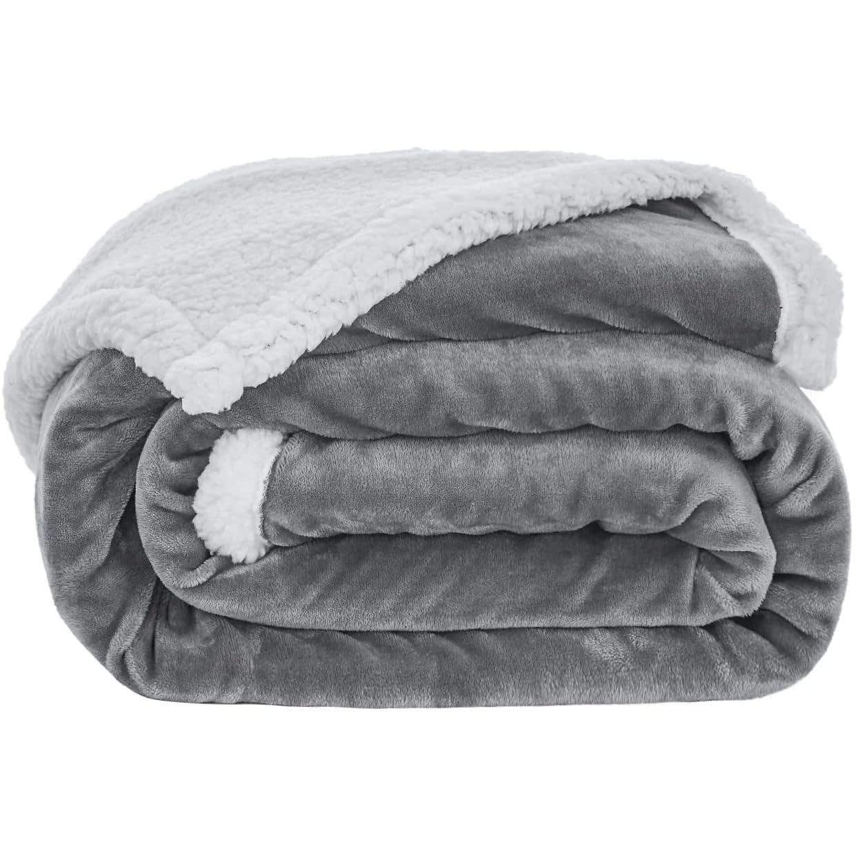 Goyal’s Ultra Soft Flannel Sherpa Blanket for Winter | Single Bed Reversible Plush Blanket 55 x 90 Inches | Thick, Warm & Cozy Dual Layer Microfibre Throw | Fade & Wrinkle Resistant - Grey