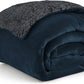 Goyal’s Ultra Soft Flannel Sherpa Blanket for Winter | Single Bed Reversible Plush Blanket 55 x 90 Inches | Thick, Warm & Cozy Dual Layer Microfibre Throw | Fade & Wrinkle Resistant - Navy Blue