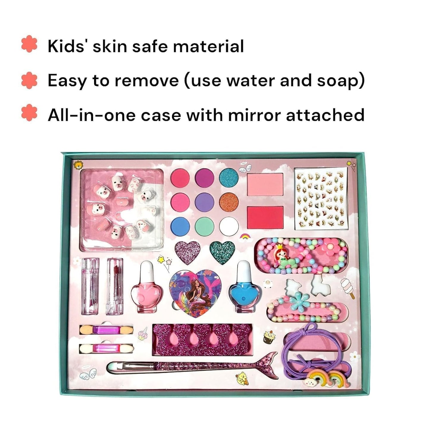 Goyal's Princess Kids Makeup Kit, Eyeshadow Palette, Nail Polish, Lip Gloss, Hair Accessories, Safe Non-Toxic Beauty Toy for Kids 31x25 cm