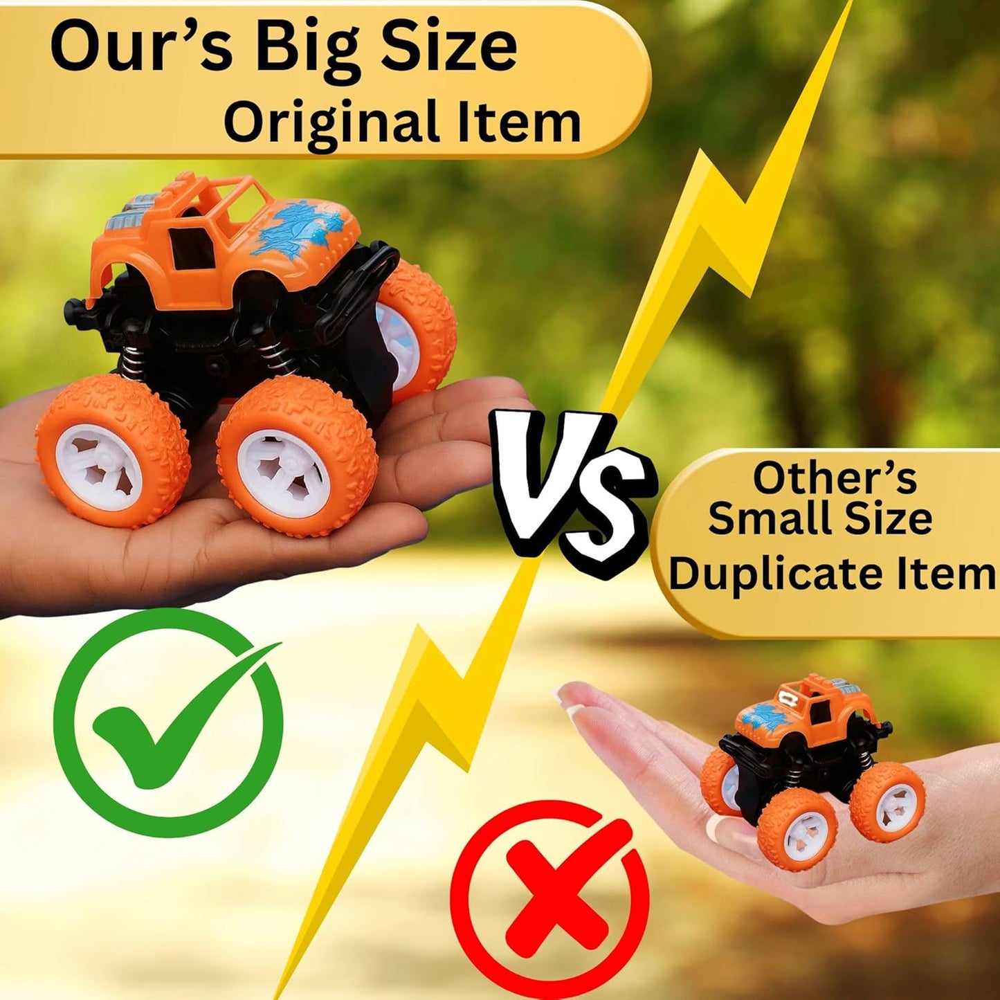 Goyal's Monster Truck Toy for Kids Friction Powered 4x4 360° Stunt All-Terrain Spin Action Push & Go Off-Road Vehicles Cars Vibrant Colour for Boy Girl Birthday Gift Christmas Fun Play Set of 2