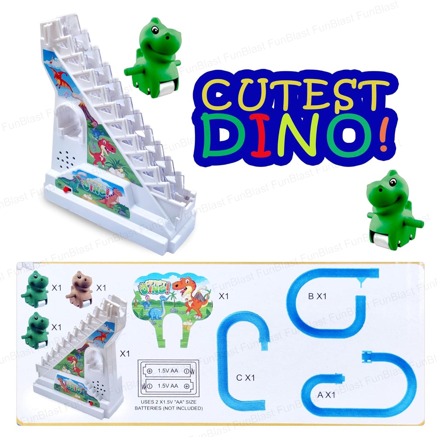 Goyal's Dinosaur Track Racing Toys for Kids - Small Dinosaurs Stair Climbing Toys for Kids, Escalator Toy with Lights and Music - 3 Dinosaur Toy Included (Dinosaur Racing Track Toy)