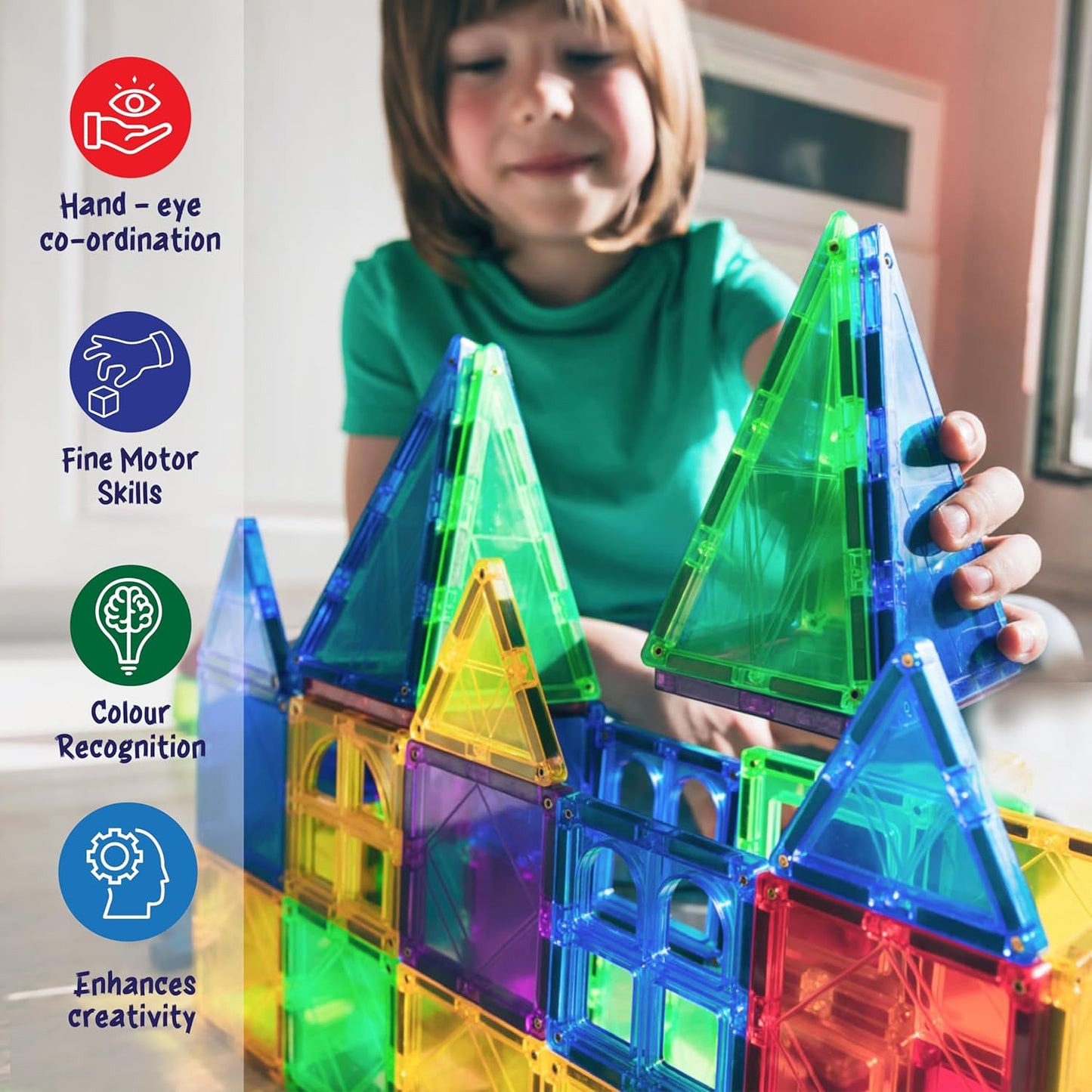 Goyal's Magnetic Building Tiles|26 Piece Transparent Clear Crystal Set for Boys Girls Kids| Educational Creative Learning Activity Building Block Toddler STEM Toys