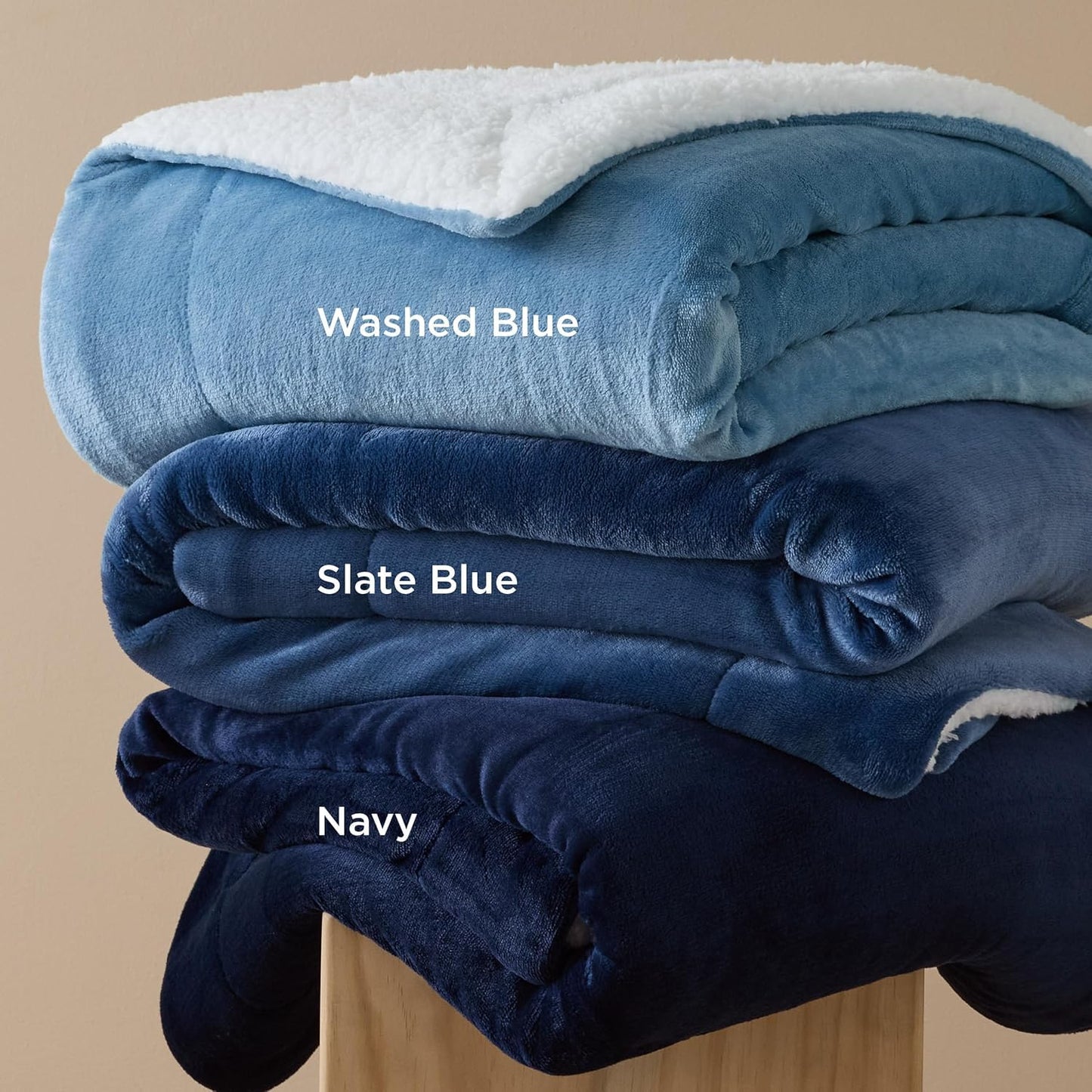 Goyal’s Ultra Soft Flannel Sherpa Blanket for Winter | Single Bed Reversible Plush Blanket 55 x 90 Inches | Thick, Warm & Cozy Dual Layer Microfibre Throw | Fade & Wrinkle Resistant - Ice Blue