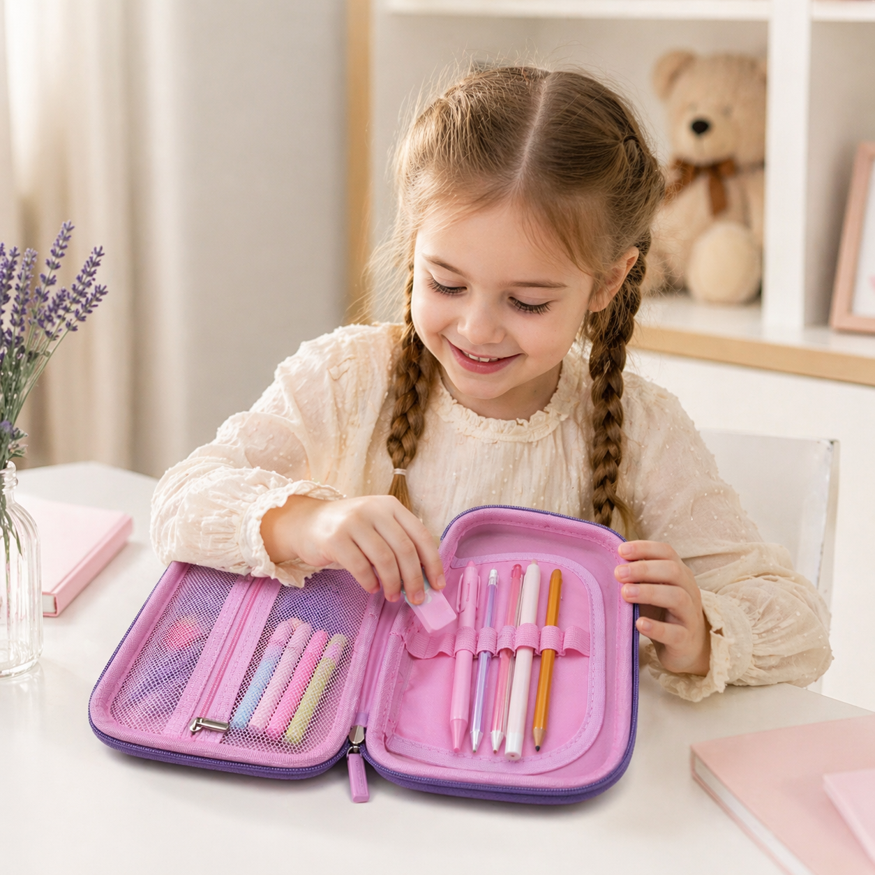 Goyal's Unicorn 3D EVA Hard Shell Pencil Case for Girls | Large Capacity Double Layer Stationery Box | Waterproof Cute Unicorn Pencil Pouch with Zipper | School Organizer for Kids Students
