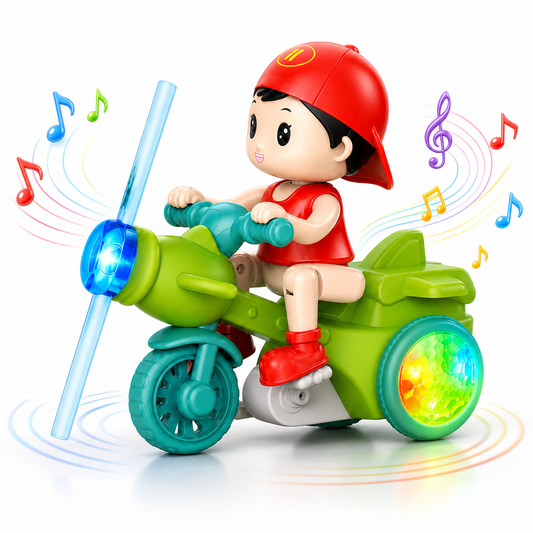 Goyal's Bump & Go Tricycle Toy with Flashing Lights & Music | Automatic Stunt Motorcycle with 360° Rotation & Spinning Propeller | Multicolor