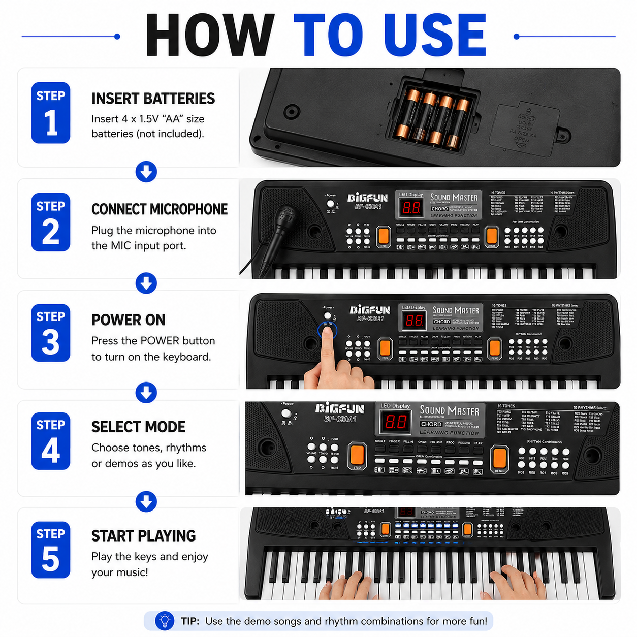 Goyal's Big Size 61-Key Electronic Keyboard Piano for kids, 16 Tones, 10 Rhythms, with Microphone, LED Display, for Ages 3+ Beginners Musical Toys