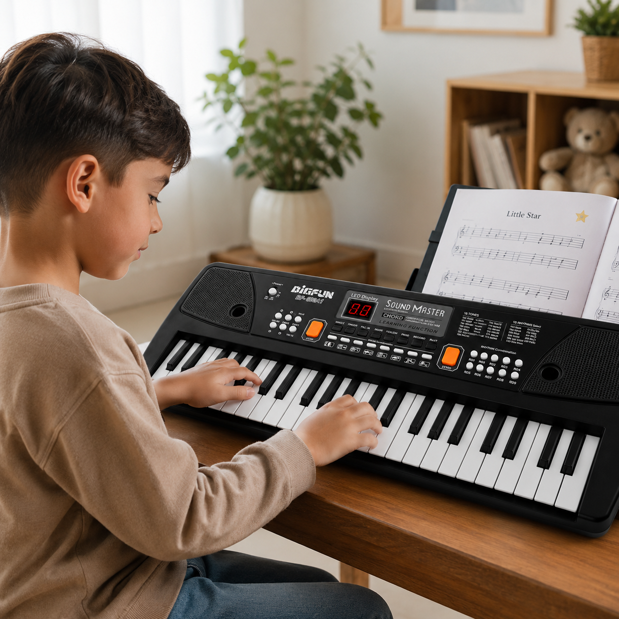 Goyal's Big Size 61-Key Electronic Keyboard Piano for kids, 16 Tones, 10 Rhythms, with Microphone, LED Display, for Ages 3+ Beginners Musical Toys