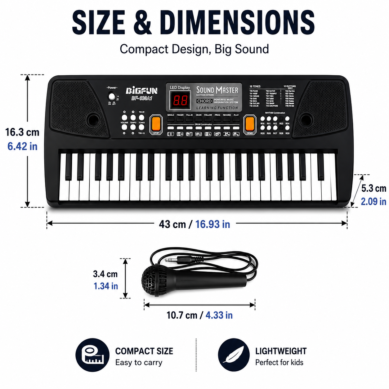 Goyal's Big Size 61-Key Electronic Keyboard Piano for kids, 16 Tones, 10 Rhythms, with Microphone, LED Display, for Ages 3+ Beginners Musical Toys