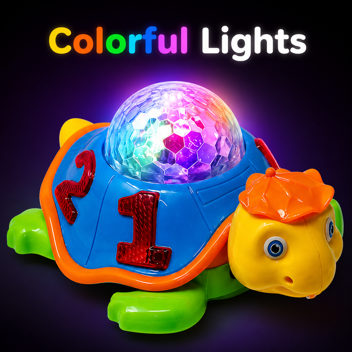 Goyal's Musical Bump and Go Tortoise Toy with 3D Flashing Light & Sound, Best Gift for Children -Toys for Kids, Boys, Girls Age 3+ Years (Tortoise)