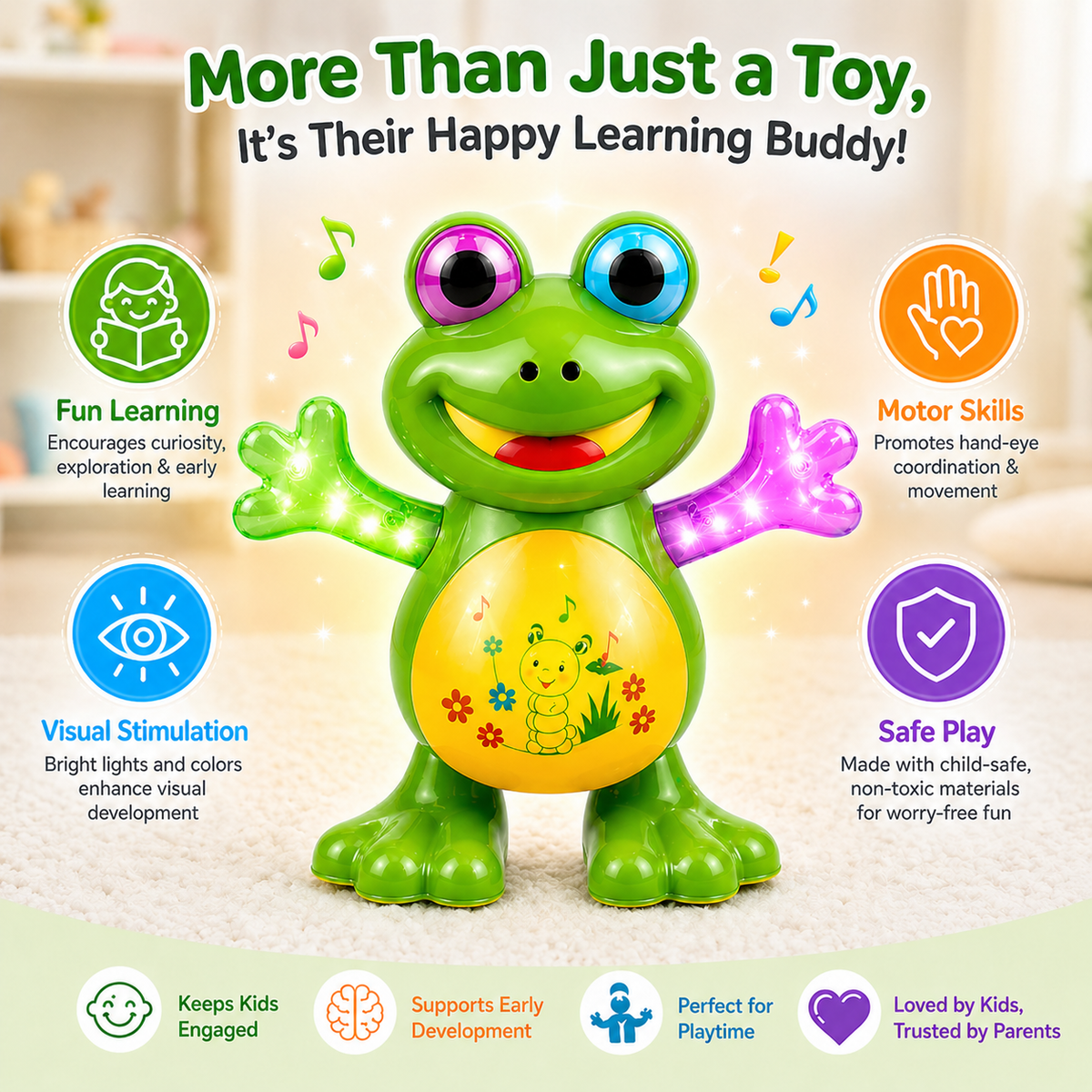 Goyal's Dancing Frog Toy with Music Flashing Lights and Real Dancing Action (Frog)
