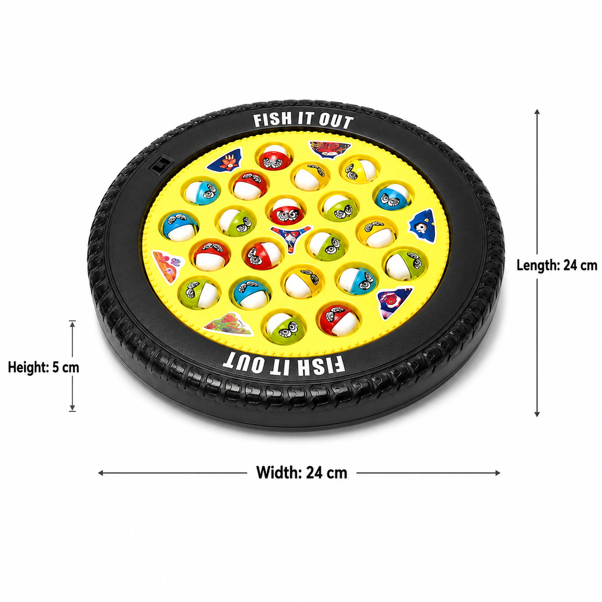 Goyal's Magnetic Musical Fishing Game | Rotating Fish Catching Toy with 21 Fishes & 4 Fishing Rods | Interactive Family Board Game for Kids | Black