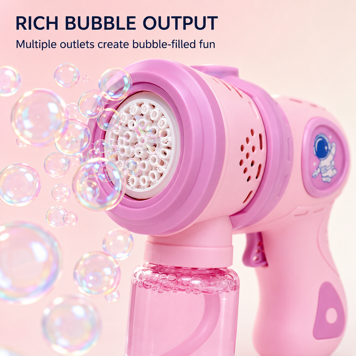 Goyal's Big Size Automatic Bubble Machine Gun for Kids | Bubble Blower with Leak-Resistant Design & 2 Bubble Solution Bottles | Battery Operated Outdoor Party Toy | Pink