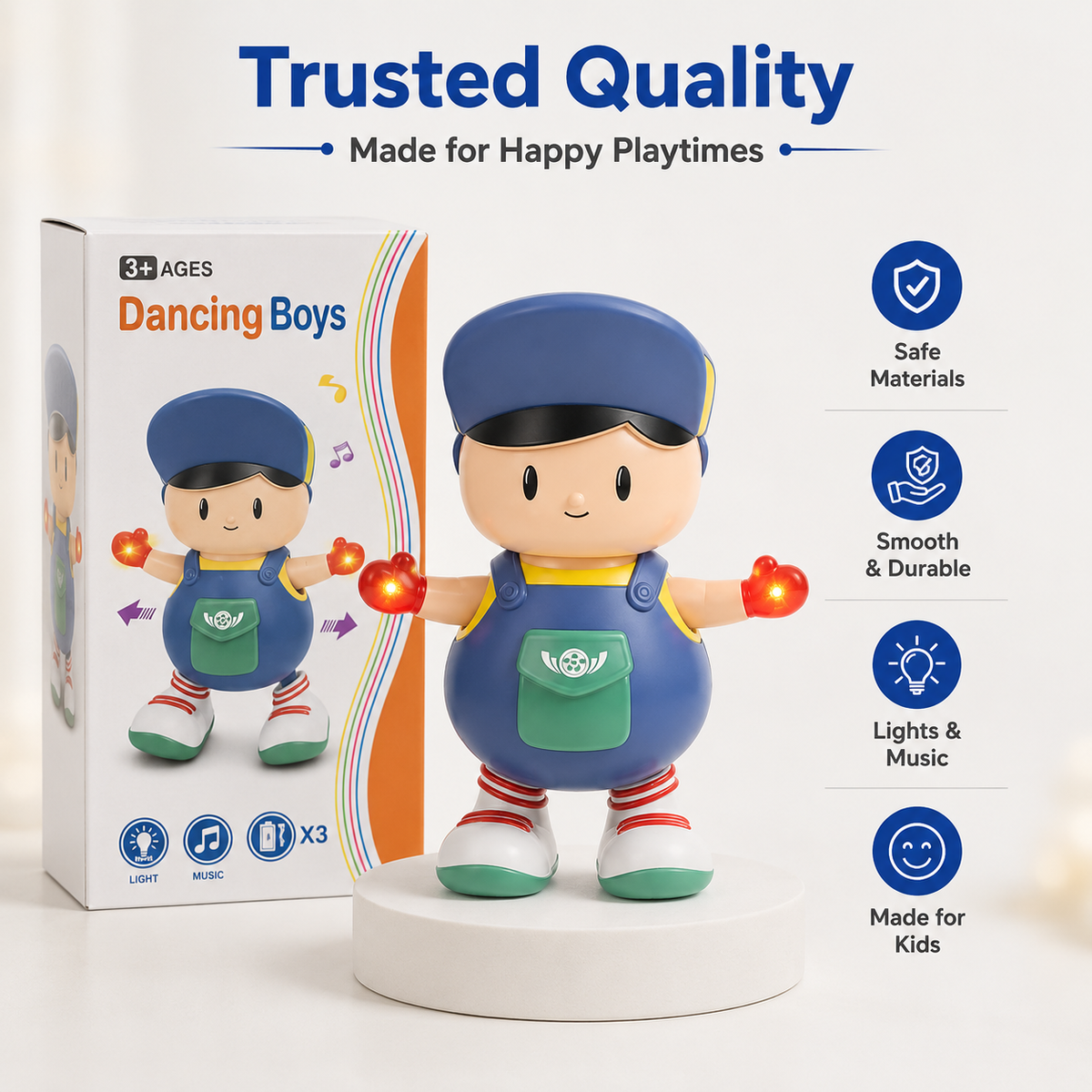 Goyal's Dancing Boy Toy with Music & Multicolour Lights | Moving Bump & Go Musical Dancing Toy for Kids | Interactive Walking & Dancing Activity Toy | Ages 2+