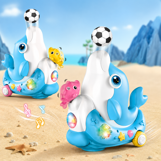 Goyal's Dolphin Musical Toy with Lights & Music | Interactive Rolling Dolphin Toy with Levitation Ball & Duck | Multicolor