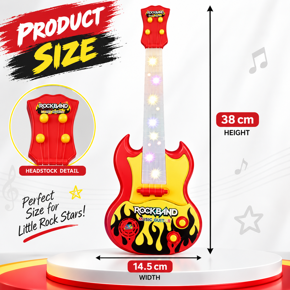 Goyal's Musical Toy Guitar for Kids | Battery Operated Guitar with Lights, Pre-Loaded Tunes & Nylon Strings | Pretend Play Music Toy with Shoulder Strap | Ages 3–4