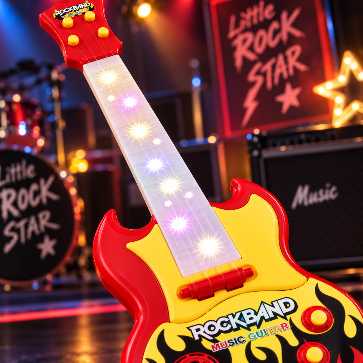 Goyal's Musical Toy Guitar for Kids | Battery Operated Guitar with Lights, Pre-Loaded Tunes & Nylon Strings | Pretend Play Music Toy with Shoulder Strap | Ages 3–4