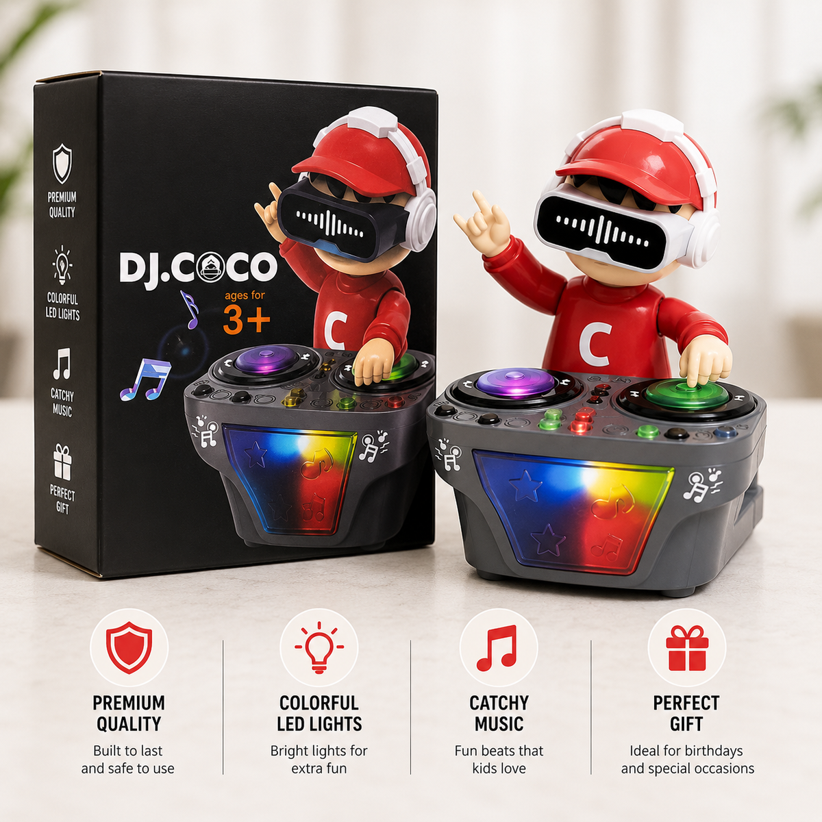 Goyal's DJ Robot Toy for Kids with LED Lights, Musical Toys for Kids, Battery Operated Toys, DJ Rock Pig Robot, Crawling Toys for Kids Muticolor
