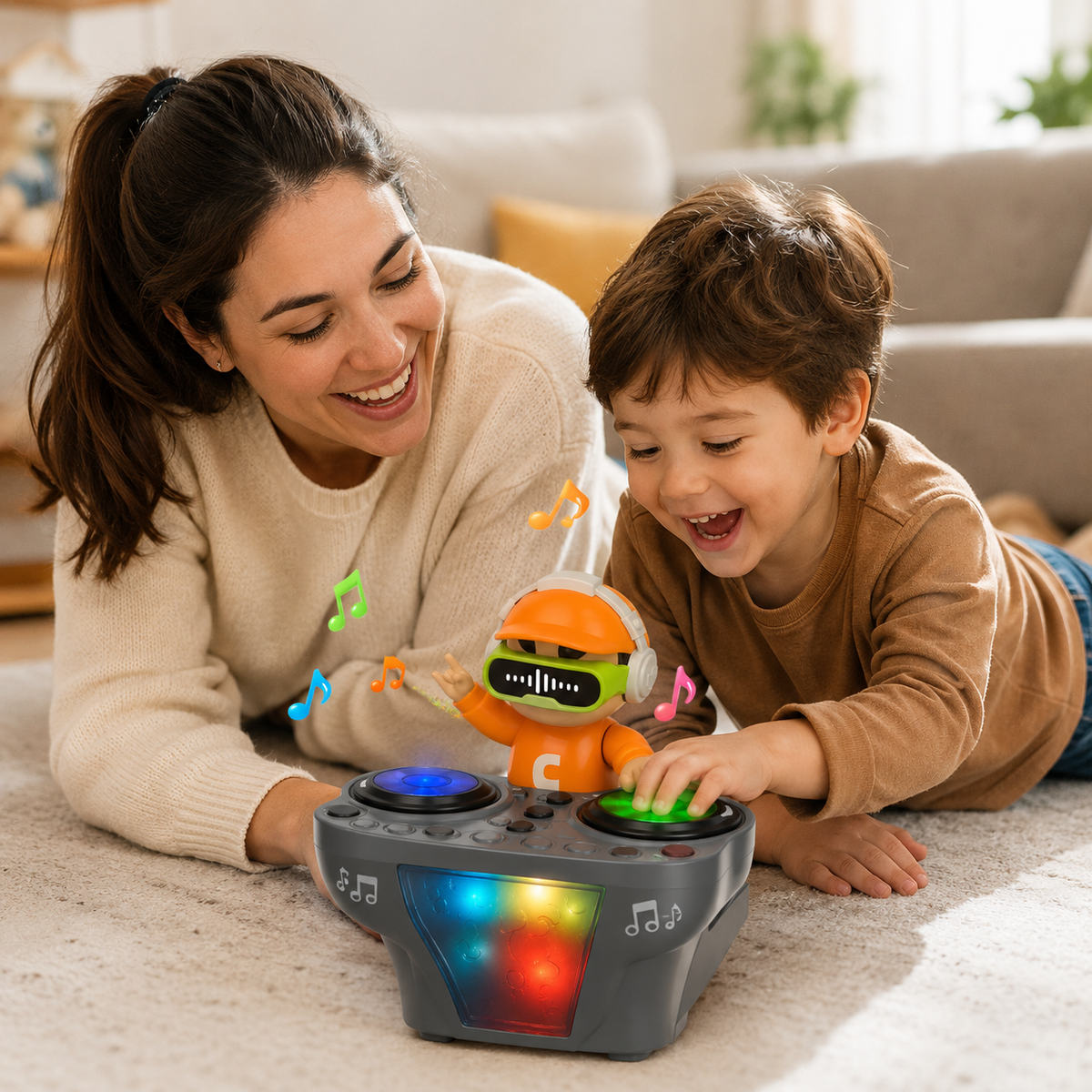 Goyal's DJ Robot Toy for Kids with LED Lights, Musical Toys for Kids, Battery Operated Toys, DJ Rock Pig Robot, Crawling Toys for Kids Muticolor