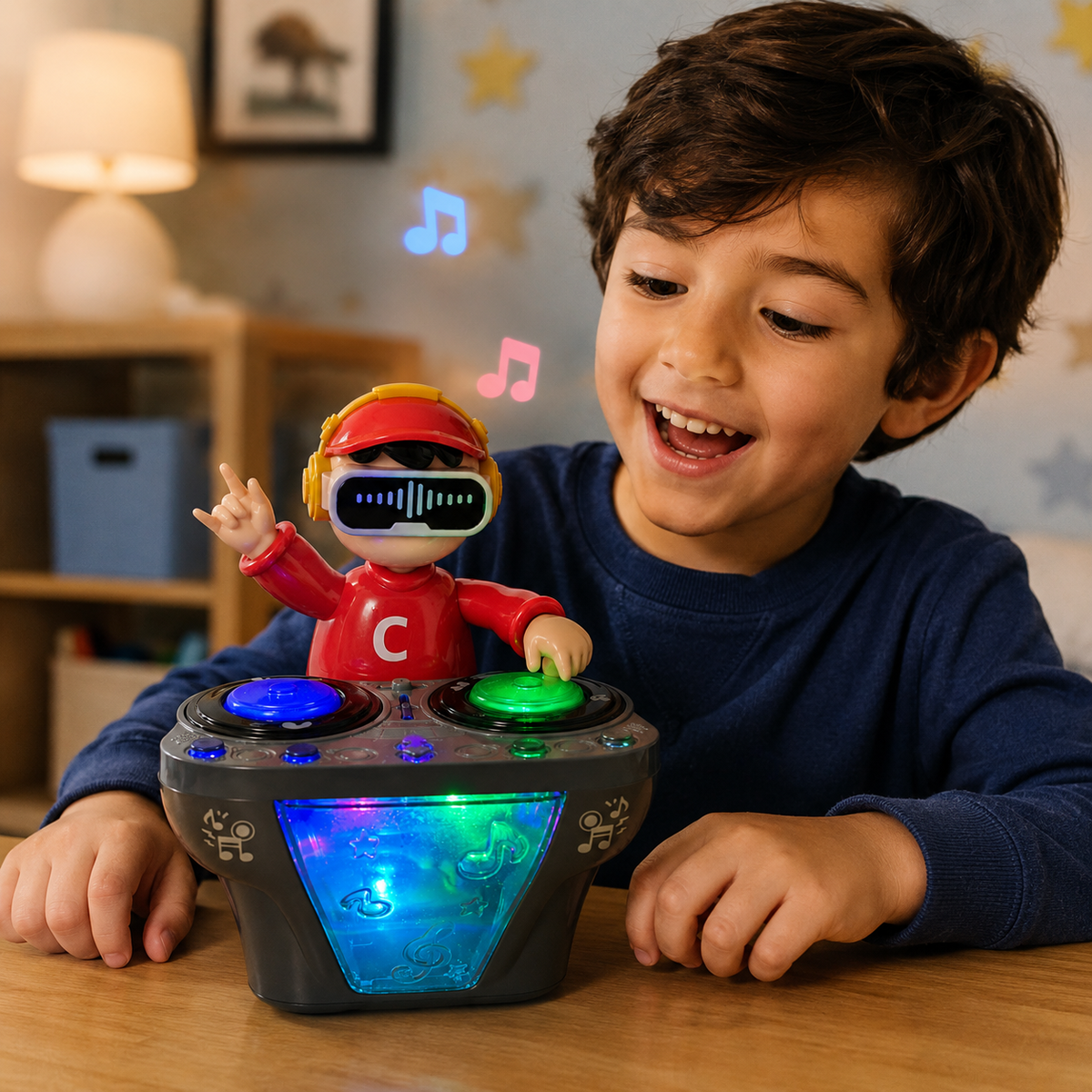 Goyal's DJ Robot Toy for Kids with LED Lights, Musical Toys for Kids, Battery Operated Toys, DJ Rock Pig Robot, Crawling Toys for Kids Muticolor