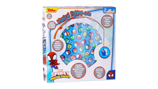 Kriiddaank Spiderman Kids Musical Fishing Game Fish Catching Board Game Toy 45 Fishes with Big Round Pond & 4 Fish Catching Sticks for Kids (Mickey)