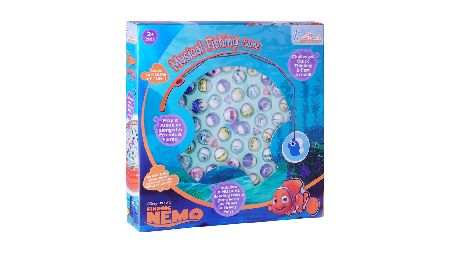 Kriiddaank Finding Nemo Kids Musical Fishing Game Fish Catching Board Game Toy 45 Fishes with Big Round Pond & 4 Fish Catching Sticks for Kids (Mickey)