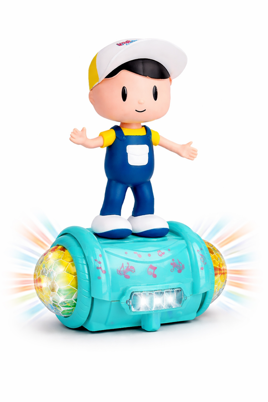 Goyal's 360° Rotating Dancing Fashion Boy Toy | Musical Toy with Multicolour Flashing Lights & Bump and Go Action | Moving Activity Toy for Kids