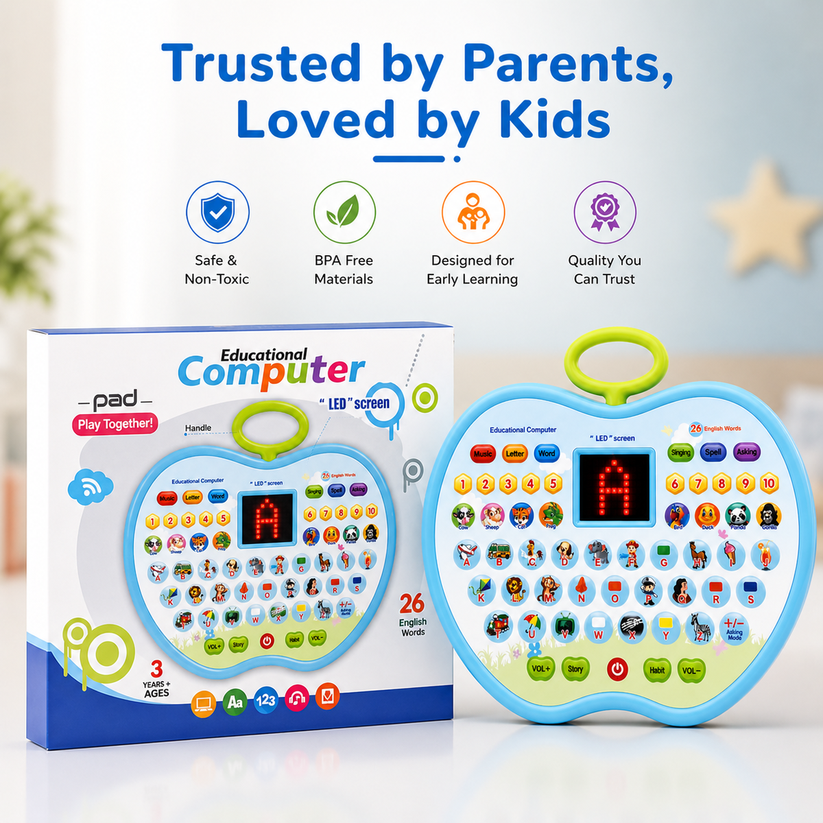 Goyal's Play & Learn Educational Learning Laptop Toy | Alphabets/Counting/Words and More Functions