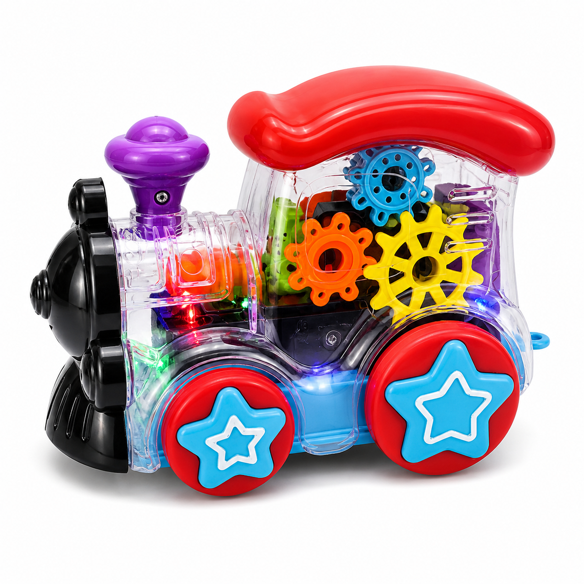 Goyal's Transparent Gear Engine Toy | 360° Rotating 3D Mechanical Gear Vehicle with Engine Sound & Colourful Lights | Interactive Concept Toy for Kids | Multicolour