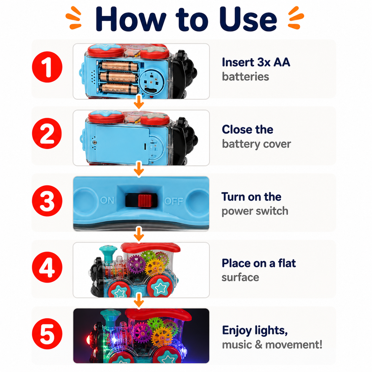 Goyal's Transparent Gear Engine Toy | 360° Rotating 3D Mechanical Gear Vehicle with Engine Sound & Colourful Lights | Interactive Concept Toy for Kids | Multicolour