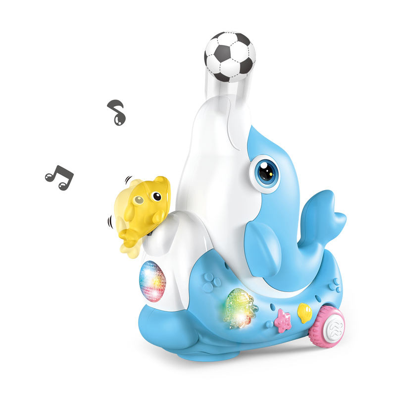 Goyal's Dolphin Musical Toy with Lights & Music | Interactive Rolling Dolphin Toy with Levitation Ball & Duck | Multicolor