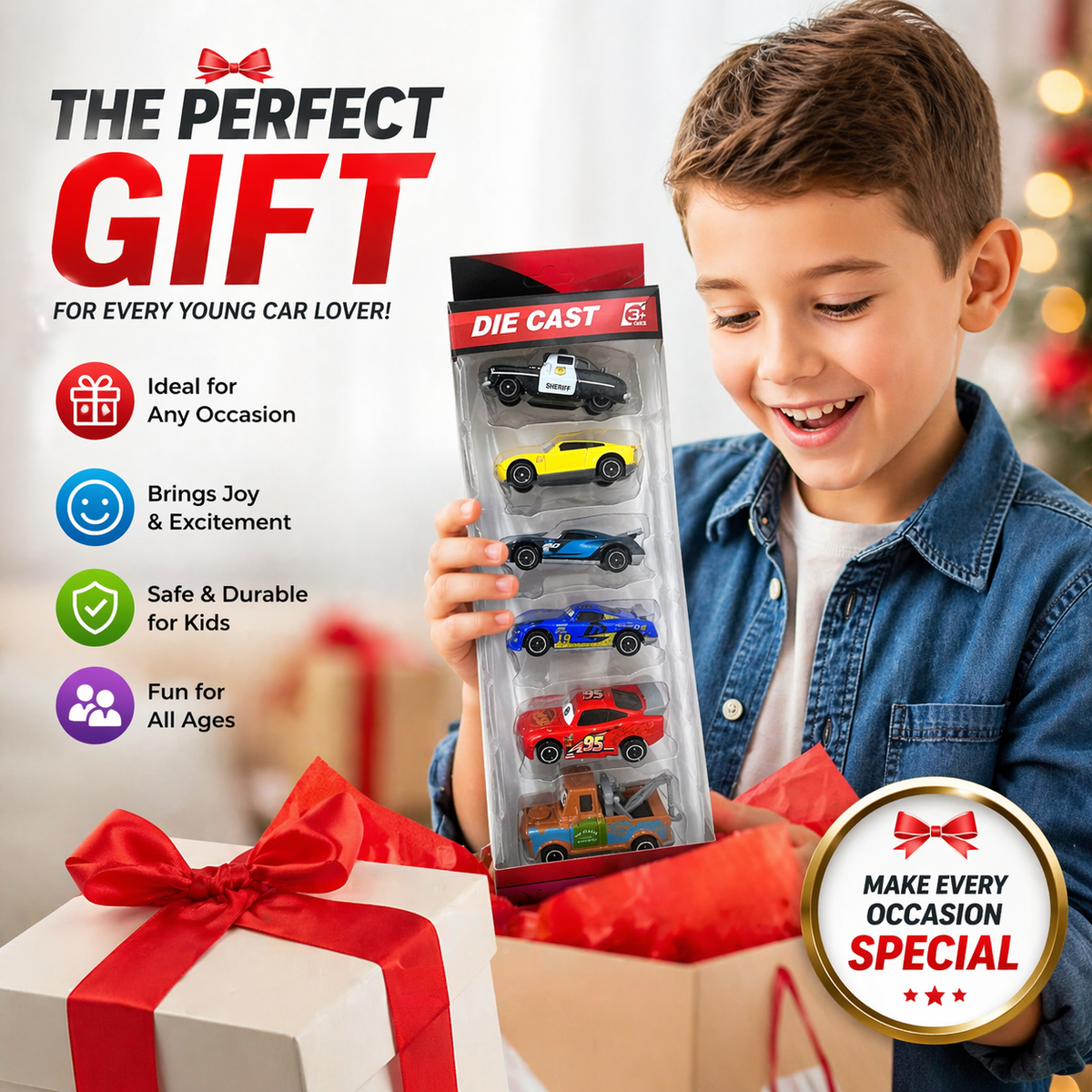 Goyal's Mini Die-Cast Metal Car Set | Free-Wheel Racing Cars with Detailed Designs | Small Toy Vehicles for Kids | 2.5–3 Inch Cars | Pack of 6