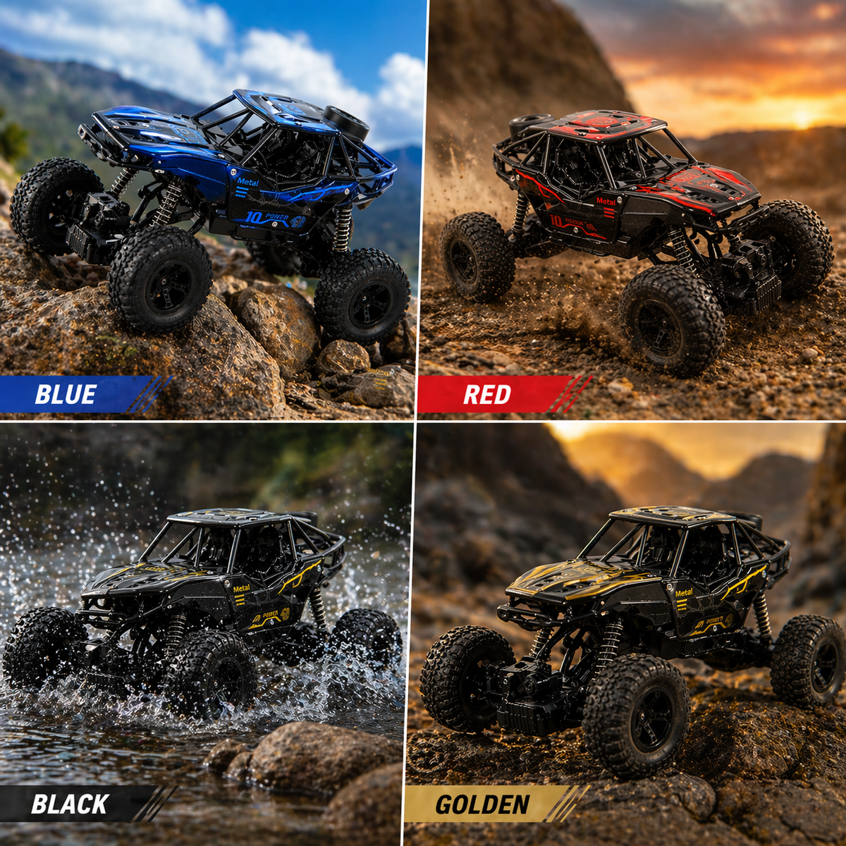 Goyal's 1:18 RC Monster Truck Rock Crawler | 2WD Remote Control Off-Road Car with 5 Functions, Brushed Motor & Rechargeable Battery | High-Speed Racing Toy for Kids | Ages 5–12