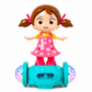 Goyal's 360° Rotating Dancing Girl Doll Toy | Musical Doll with Multicolour Flashing Lights & Bump and Go Action | Moving Activity Toy for Kids | Sit Girl
