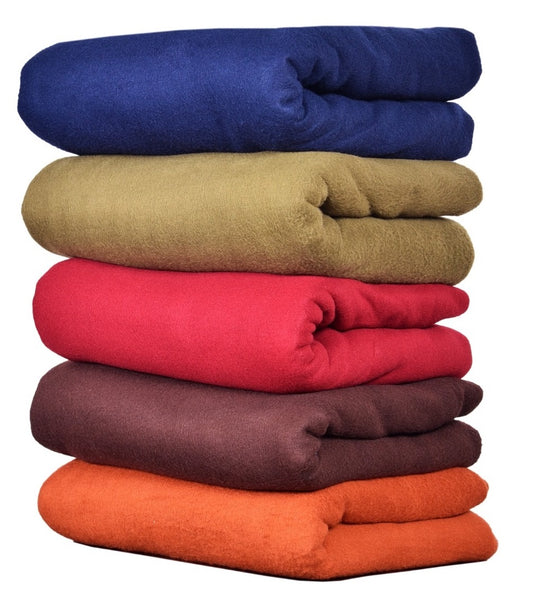 Goyal's Plain Fleece Single Bed All Season Blanket / Comforter / Dohar 250TC (Blue, Brown, Red, Green, Orange)- Pack of 5