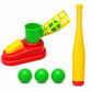 Goyal's Automatic Plastic Pitcher Power Shot Game | Batting & Ball Hitting Game with 1 Bat & 3 Balls | Interactive Baseball Practice Toy for Kids | Outdoor Sports Game