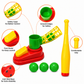 Goyal's Automatic Plastic Pitcher Power Shot Game | Batting & Ball Hitting Game with 1 Bat & 3 Balls | Interactive Baseball Practice Toy for Kids | Outdoor Sports Game
