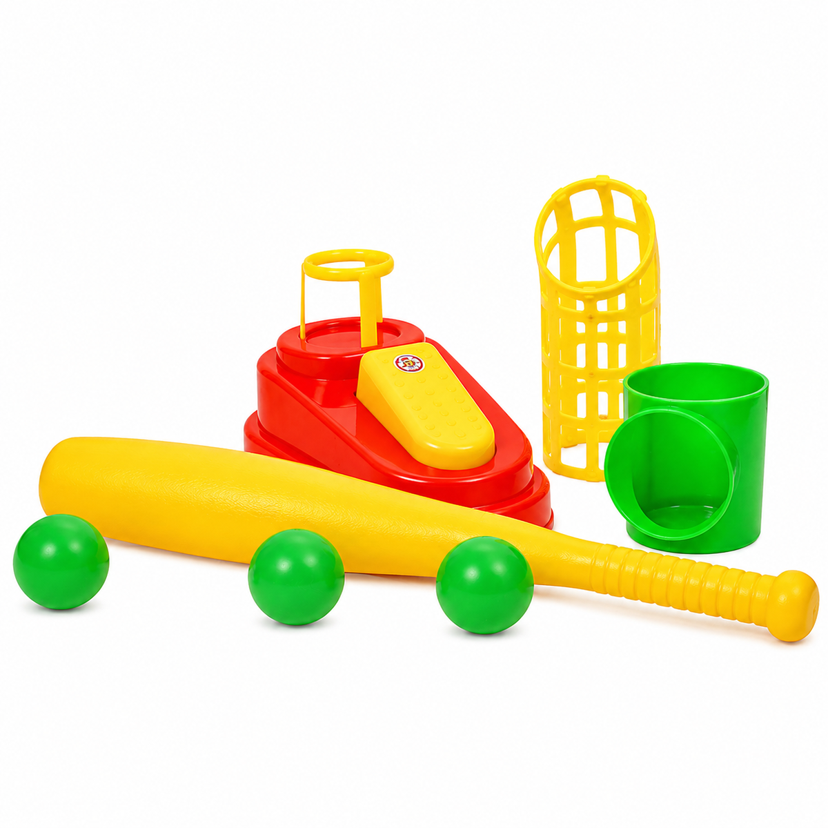 Goyal's Automatic Plastic Pitcher Power Shot Game | Batting & Ball Hitting Game with 1 Bat & 3 Balls | Interactive Baseball Practice Toy for Kids | Outdoor Sports Game