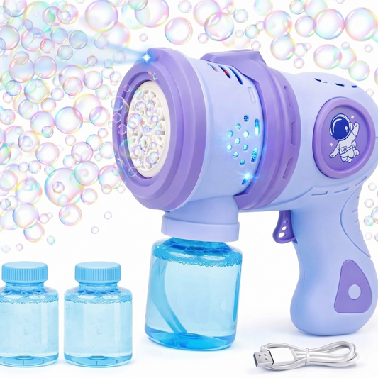 Goyal's Big Size Automatic Bubble Machine Gun for Kids | Bubble Blower with Leak-Resistant Design & 2 Bubble Solution Bottles | Battery Operated Outdoor Party Toy | Multicolour