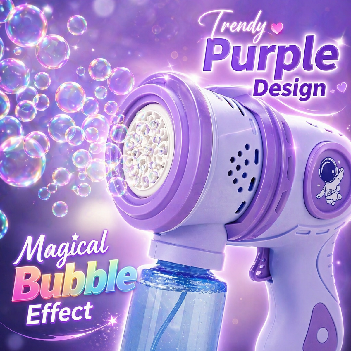 Goyal's Big Size Automatic Bubble Machine Gun for Kids | Bubble Blower with Leak-Resistant Design & 2 Bubble Solution Bottles | Battery Operated Outdoor Party Toy | Multicolour