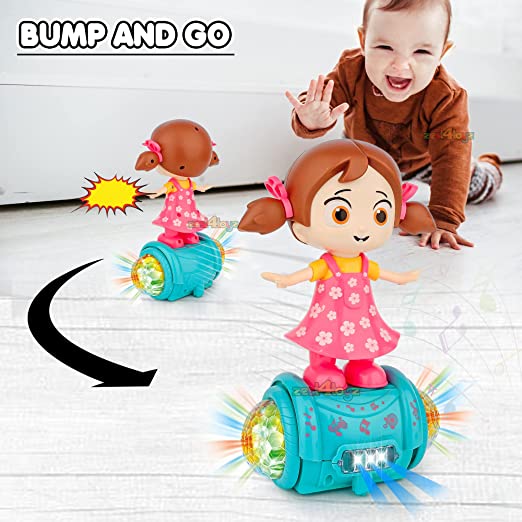 Goyal's 360 Degree Rotating Musical Dancing Girl Doll Toy with Attractive Multi Color Flashing Lights (Sit Girl)