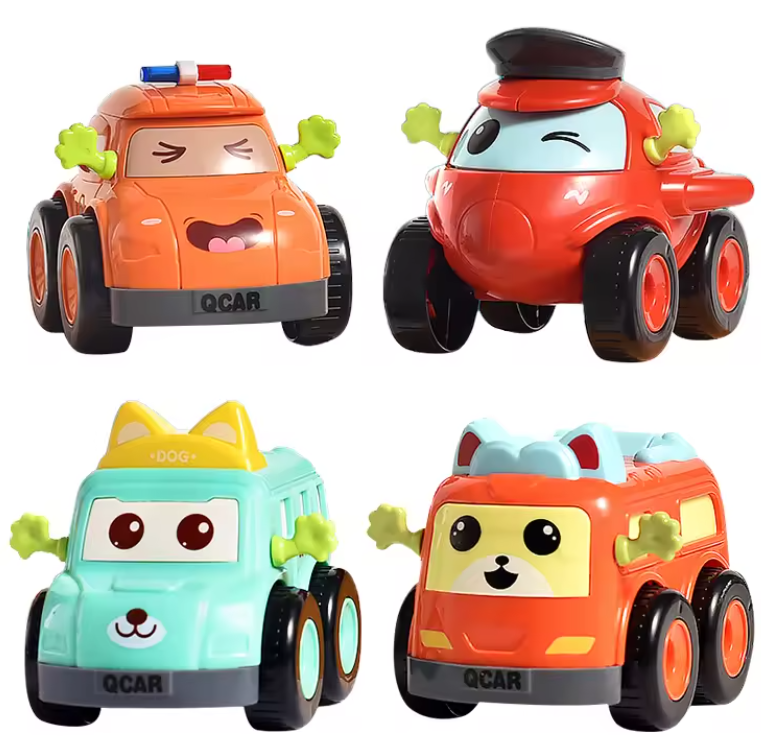 Goyal's Children Police Truck Cars Toddler Small Cartoon Mini Toys Friction Inertia Vehicle Toy Car for Kids - Multicolor (Pack of 4)