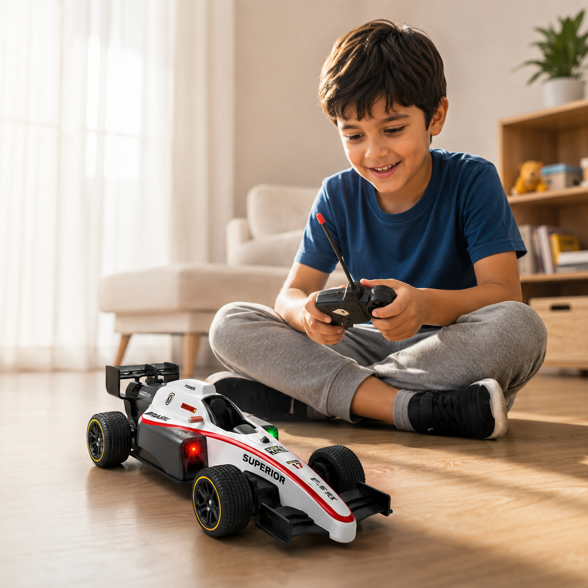 Goyal's 1:14 Scale F1 RC Racing Car | 2WD Remote Control Formula Car with Smoke Spray, Lights & Flame Effect | Rechargeable High-Speed Racing Toy for Kids & Adults