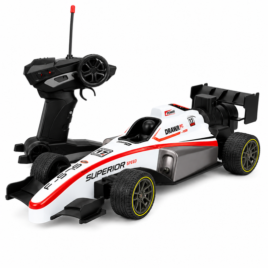 Refurbished Goyal's Formula F1 RC Car | 1:14 Scale Remote Control Racing Car with Smoke Spray, Lights & Sound | 2WD Rechargeable Toy Car with Type-C Cable | Multicolour