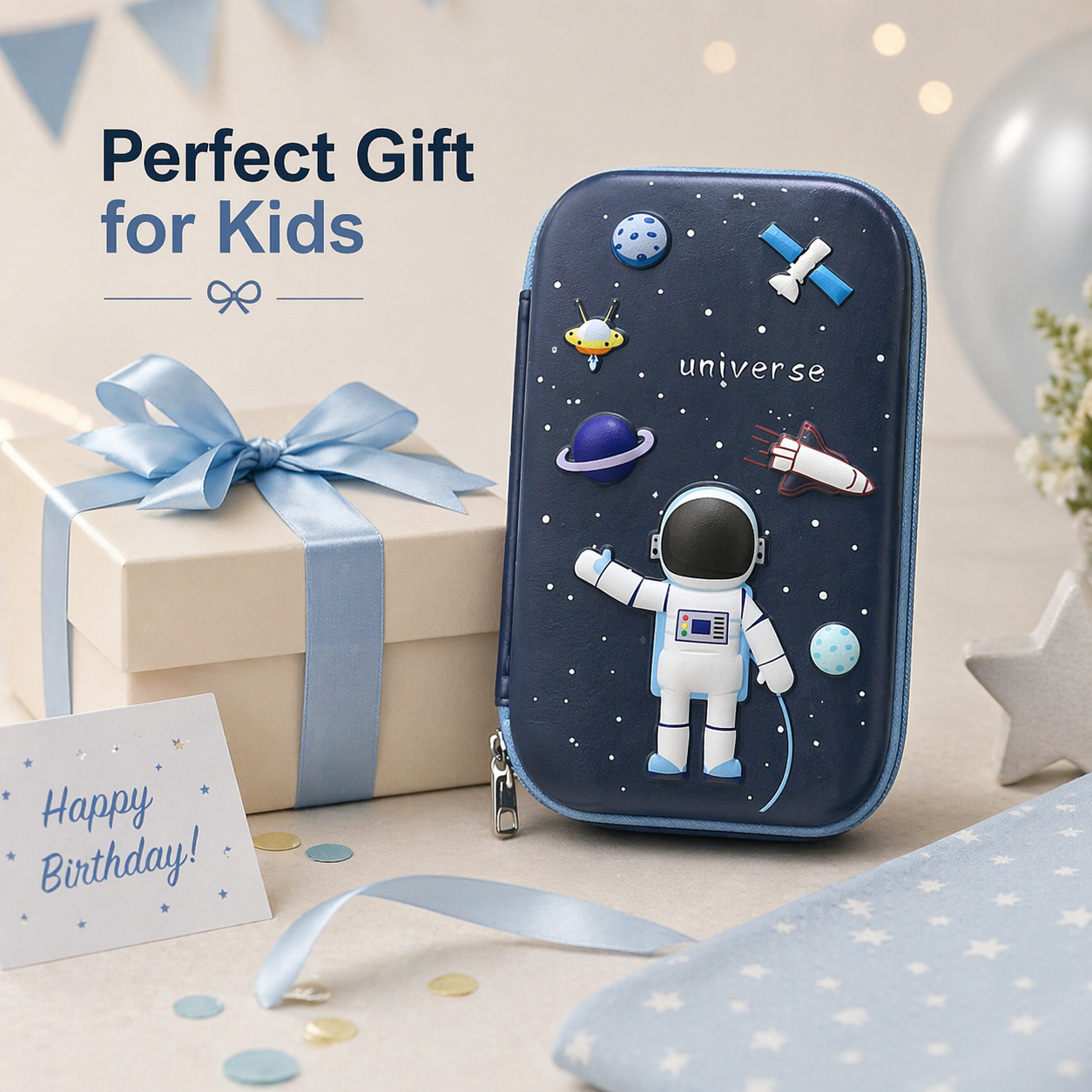 Goyal's Space Astronaut 3D EVA Hard Shell Pencil Case for Kids Boys Girls | Large Capacity Double Layer Pencil Box with Pen Slots Mesh Pocket | Waterproof Durable Stationery Organizer for Kids